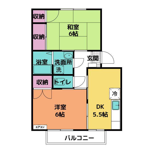 セレナ婦中(2DK/1階)の間取り写真