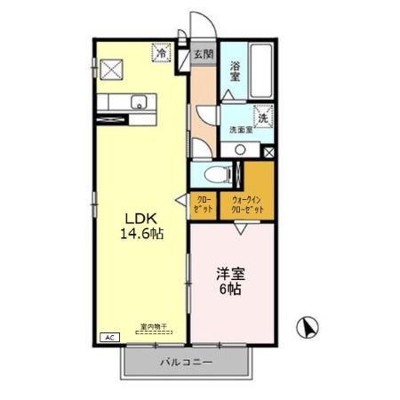 ティーズスクエアー(1LDK/2階)の間取り写真