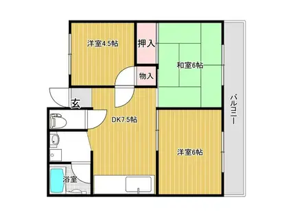 フリーディオ石切(3DK/2階)の間取り写真