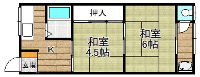 春日荘(2K/2階)の間取り写真