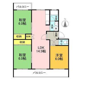 パビリオン梅林苑 A棟(2LDK/1階)の間取り写真