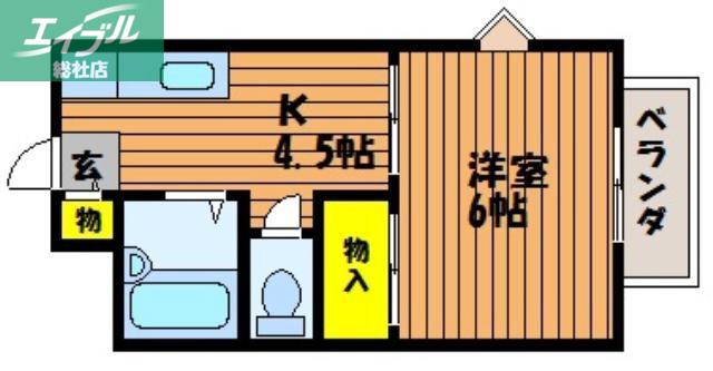 CASA茶屋町(1K/1階)の間取り写真
