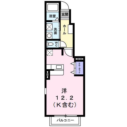 ピアチェーレ(ワンルーム/1階)の間取り写真