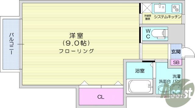 フォレストヒルサイド国見(1K/1階)の間取り写真