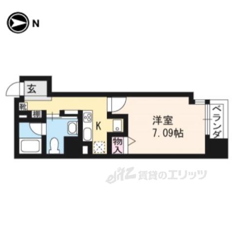 HF河原町二条レジデンス(1K/7階)の間取り写真