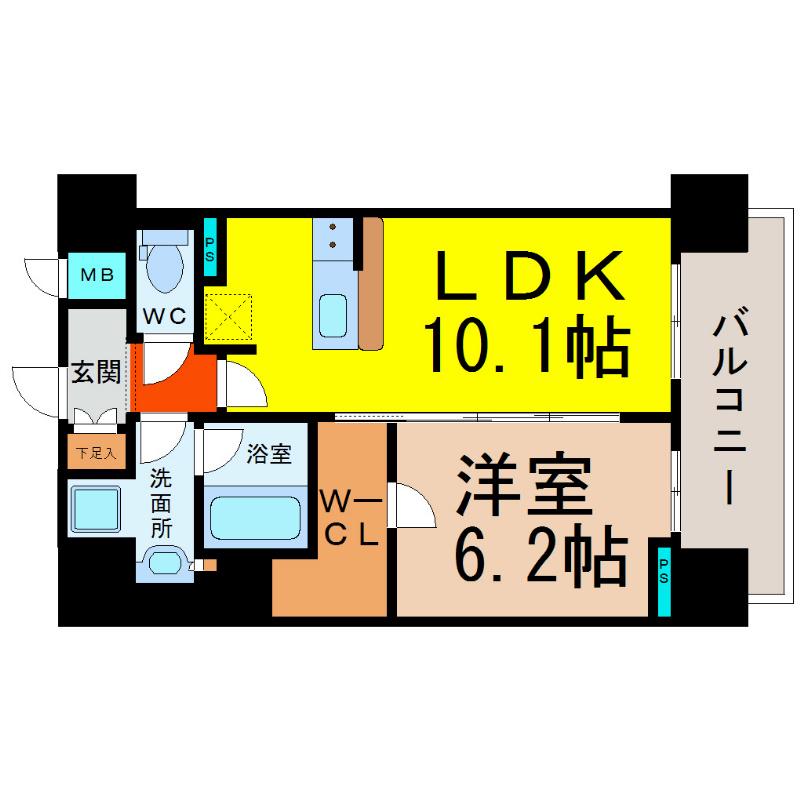 エディアン千種(1LDK/2階)の間取り写真