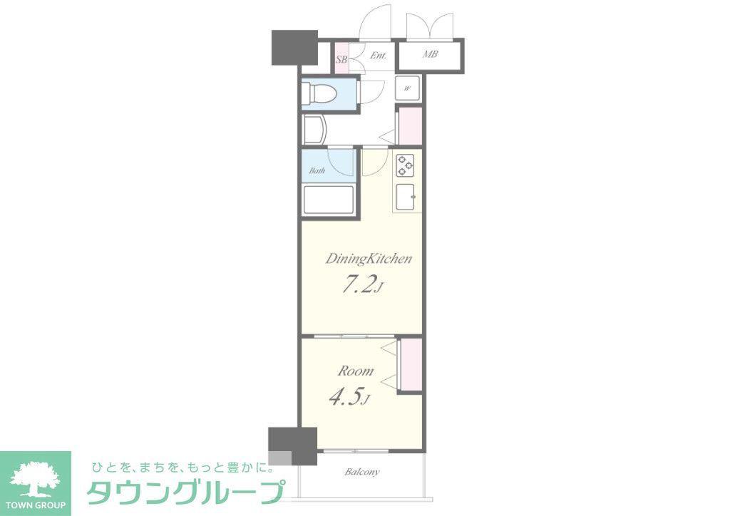 ROOTS SHINJUKU WAKAMATSUCHO(1DK/6階)の間取り写真