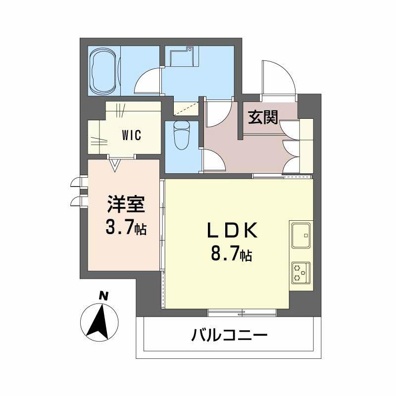 シャーメゾン ウィステリア(1LDK/2階)の間取り写真