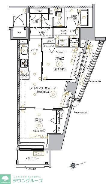 RELUXIA墨田八広(2DK/7階)の間取り写真