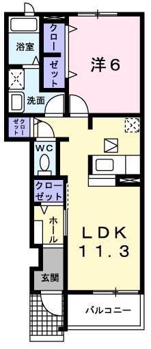 ヴェロ プラナーレ(1LDK/1階)の間取り写真