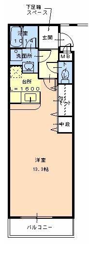 ルーチェ秋月(ワンルーム/1階)の間取り写真
