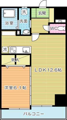 THE SQUARE・SUITE RESIDENCEザ・スクエアスイ(1LDK/13階)の間取り写真