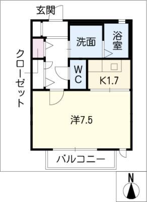 名鉄名古屋本線 東岡崎駅 徒歩12分 2階建 築19年(1K/2階)の間取り写真