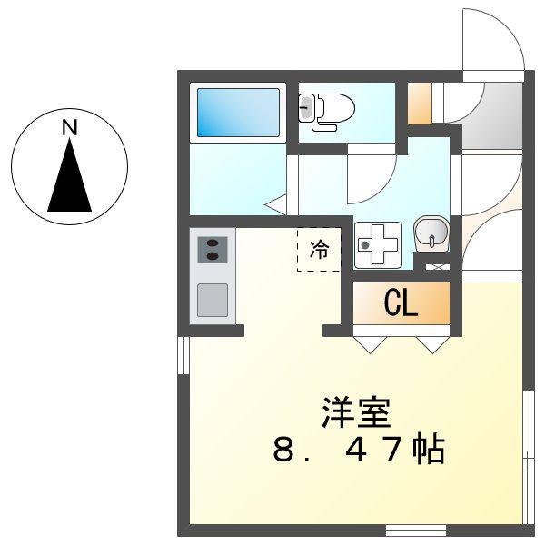 ブランシェ桜山シャンブルBRANCHE桜山CHAMBRE(ワンルーム/4階)の間取り写真