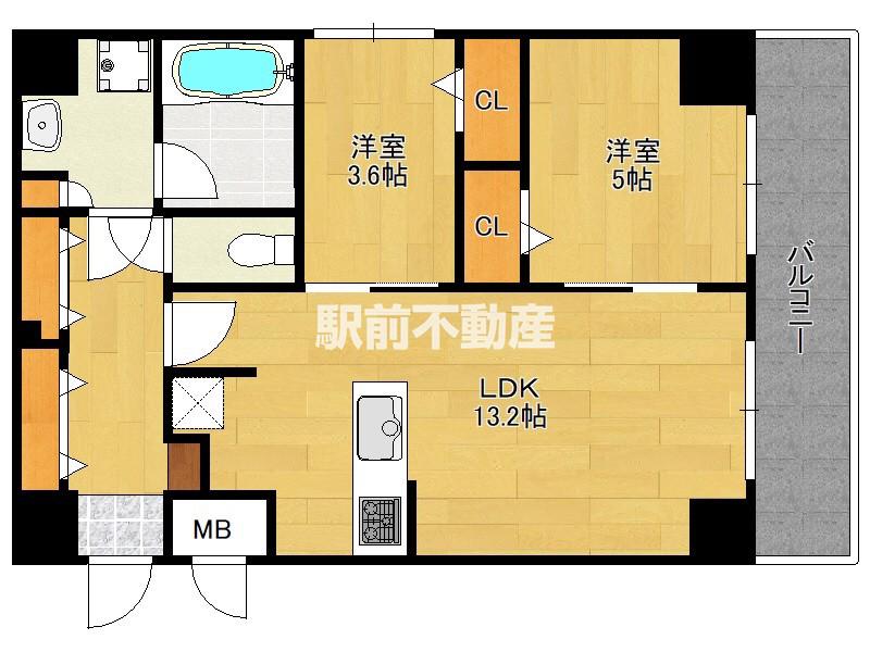MODERN PALAZZA箱崎GRAC(2LDK/3階)の間取り写真