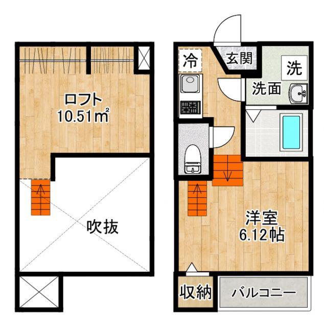 MODERN PALAZZO貝津OTTO(1SK/1階)の間取り写真