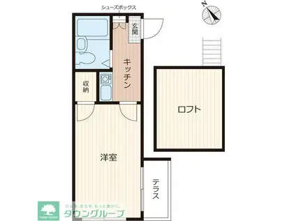 エイコウハイツB(1K/1階)の間取り写真