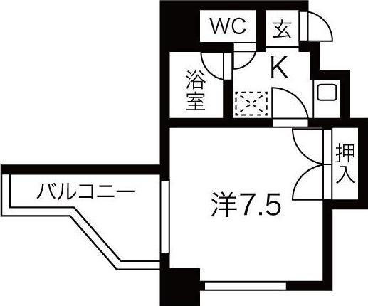 グリーン藤(1K/3階)の間取り写真