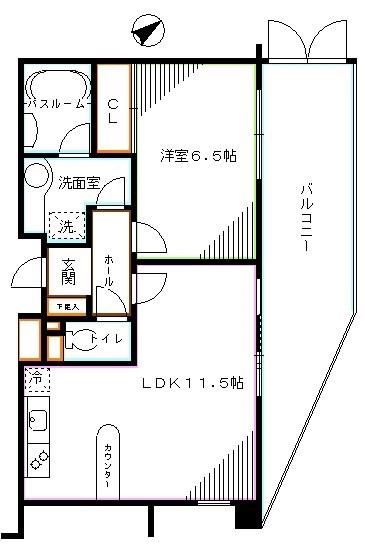 アルシオン中野坂上(1LDK/1階)の間取り写真