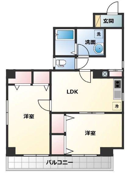 アヴィタシオン三ノ輪(2DK/3階)の間取り写真