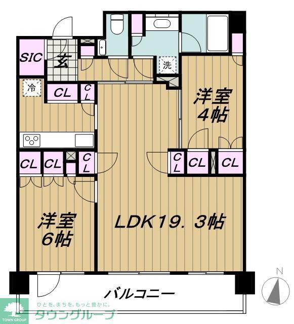 パークホームズ大岡山ラヴィアンコート(2LDK/10階)の間取り写真