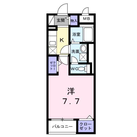 ダウンタウン ワイ(1K/2階)の間取り写真