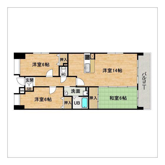 ナチュレ筑紫野II(3LDK/4階)の間取り写真