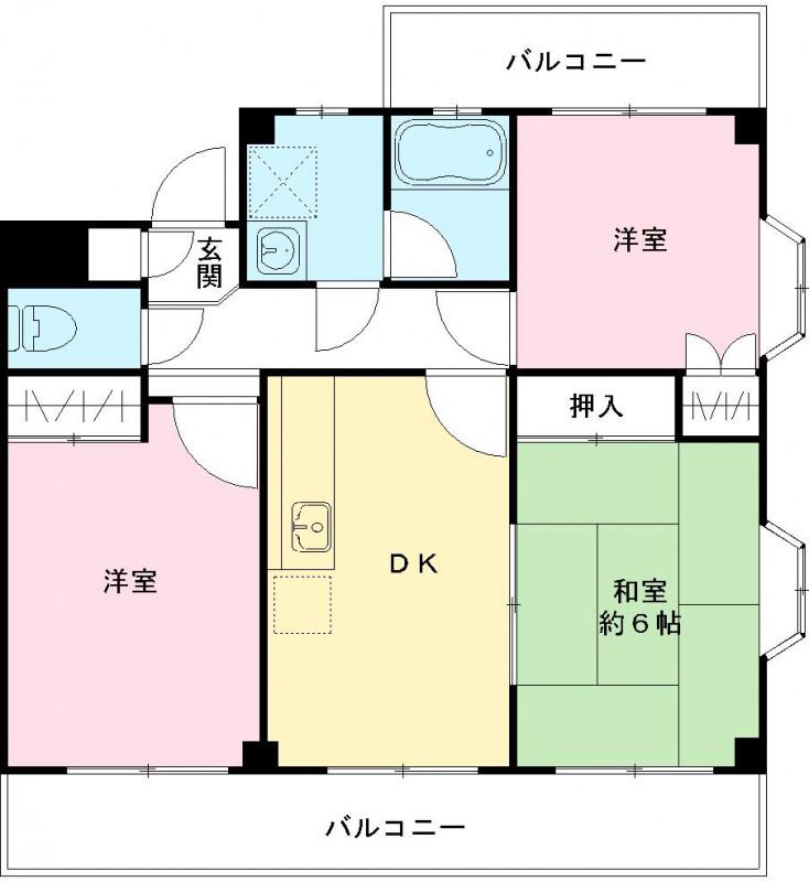 エステート小山第二(3DK/1階)の間取り写真