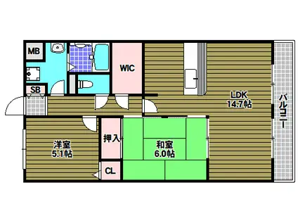 リヴィエール寺内町(2LDK/3階)の間取り写真