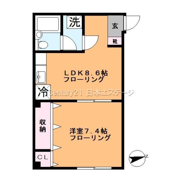 成貨ビル(1LDK/2階)の間取り写真
