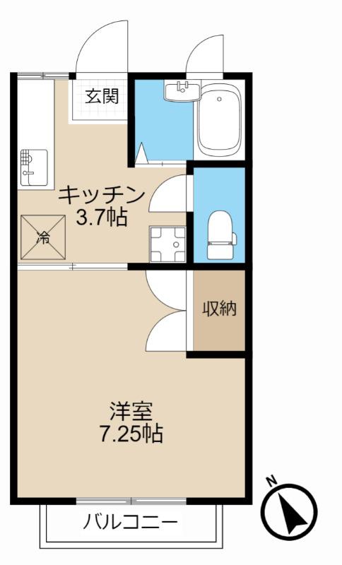 シャトルパート4(1K/1階)の間取り写真