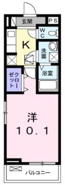ベルフルール弥生台I(1K/1階)の間取り写真