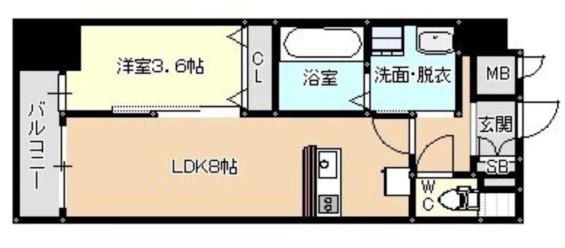 アヴァンティ銀天町(1LDK/5階)の間取り写真