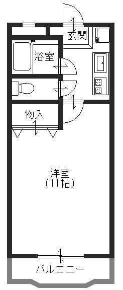 ジュネス新倉敷(1K/1階)の間取り写真