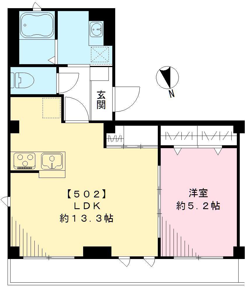 メルシーペール(1LDK/5階)の間取り写真
