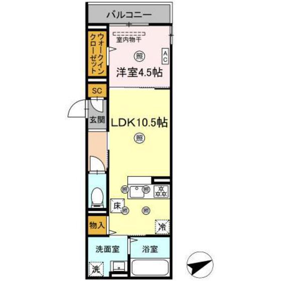 CAMPANELLA船越(1LDK/1階)の間取り写真