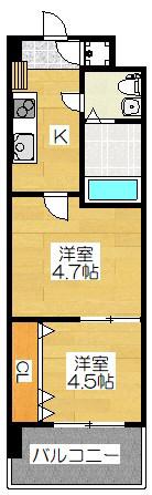 NO46 Vプロジェクト2100天神(2K/14階)の間取り写真