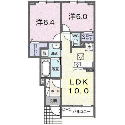 サンセットコースト弐番館(2LDK/1階)の間取り写真
