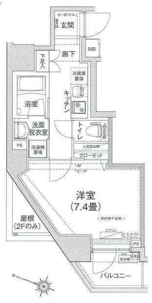 アイルプレミアム本駒込(1K/6階)の間取り写真