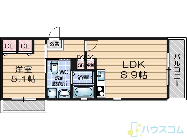 マーヴェラス箕面(1LDK/2階)の間取り写真