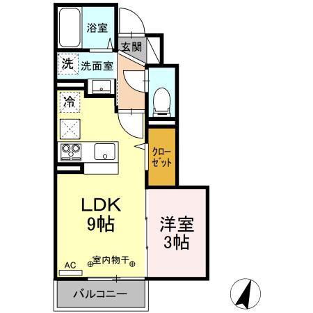いわて銀河鉄道線 青山駅(岩手) 徒歩25分 2階建 築3年(1LDK/1階)の間取り写真
