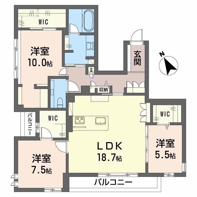 PROMENADE西草深(3LDK/3階)の間取り写真