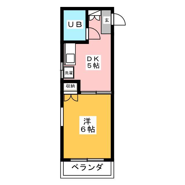 峰岡ハイツ(1DK/2階)の間取り写真