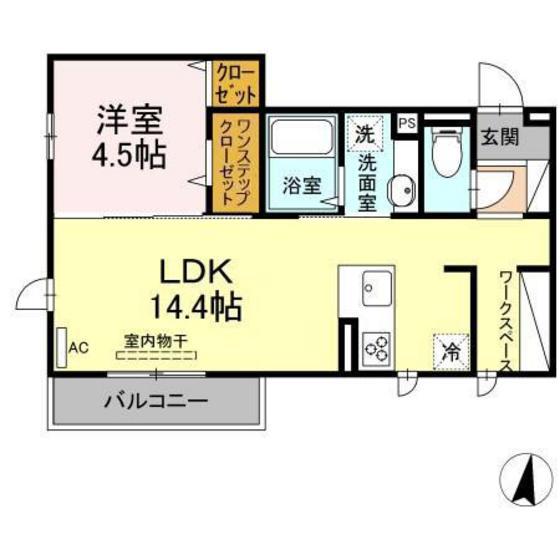 ラルーチェCD D棟(1LDK/3階)の間取り写真