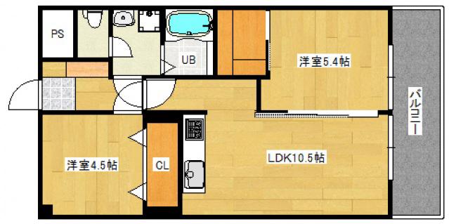 第2田寅ビル(2LDK/2階)の間取り写真