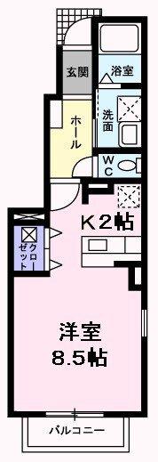 エスポワール(1K/1階)の間取り写真