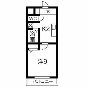 サニー金山(1K/4階)の間取り写真