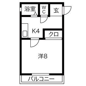 ドエルKMII(1K/1階)の間取り写真