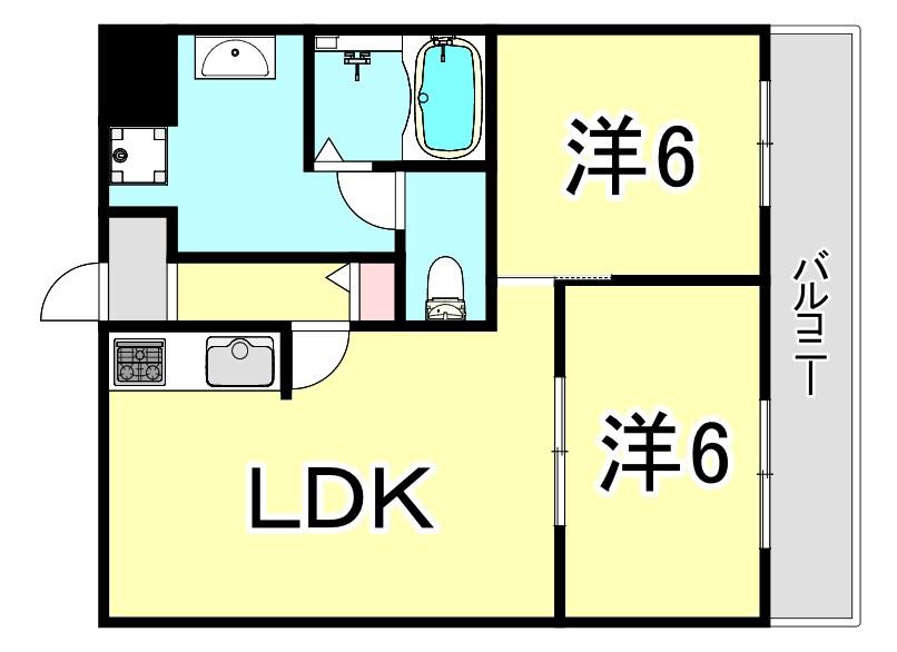 ハイツヨシダ(2LDK/3階)の間取り写真