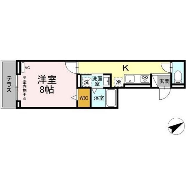 D-ROOMエムツー(1K/1階)の間取り写真